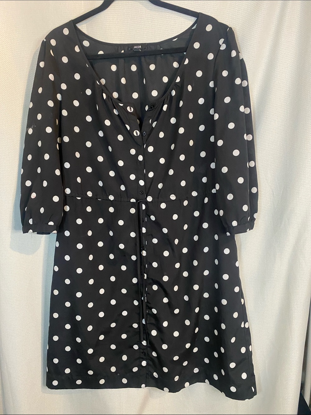Jacob Black and White Polka Dot Button-Front Mini Dress